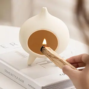 Handmade Ceramic Palo Santo Holder – Suitable for Burning Sage & Palo Santo - Mini Chimenea-Style Burner, an Incense Burner for Spiritual Meditation, Yoga or Home Decoration