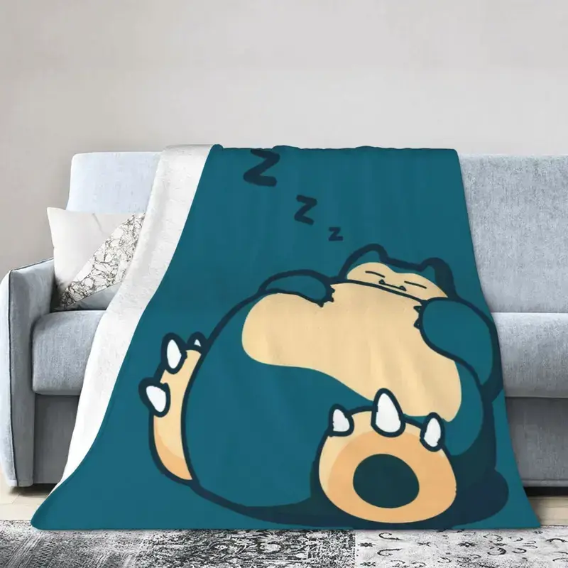Snorlax Cartoon Flannel Blanket Ultra Soft Warm Cozy Fleece Throw Blanket Cute Anime Style Lightweight Bedding Blanket for Kids Boys Girls Bed Sofa Couch Bedroom Living Room Travel Camping Birthday Gift