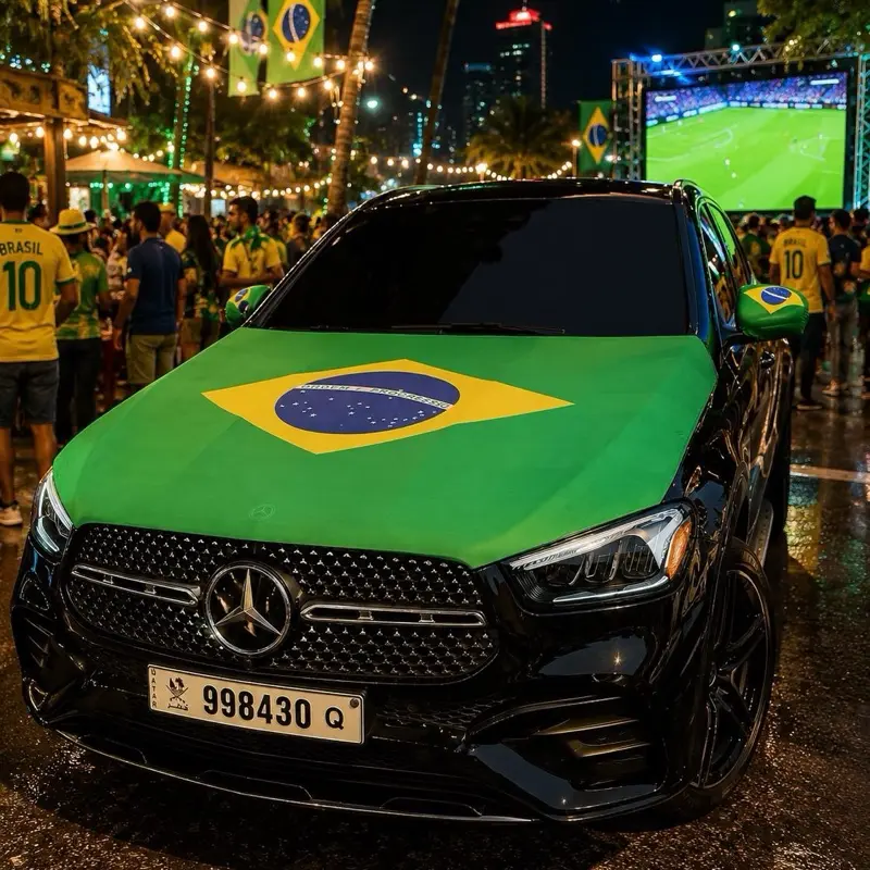 Brazil Flag Patriotic Car Hood and Side Mirrors Accessory Set