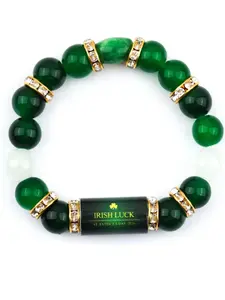 Irish Luck Shamrock Beaded Bracelet, Stackable Bracelets, St. Patrick's Day 2026 Lucky Jewelry for Women, Elegant Gift Idea for Special Occasions