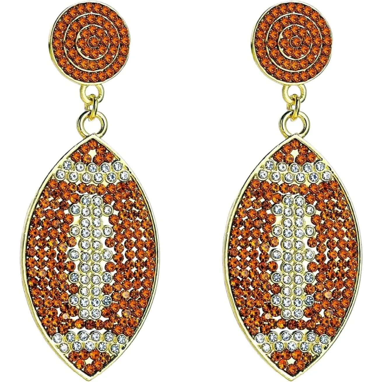 Baby Girls' 1-Size Sparkly Rhinestones Football Print Drop Earrings, Sports Game Day Costume Jewelry with Fast Shipping, Affordable Prices (No Warning Applicable)