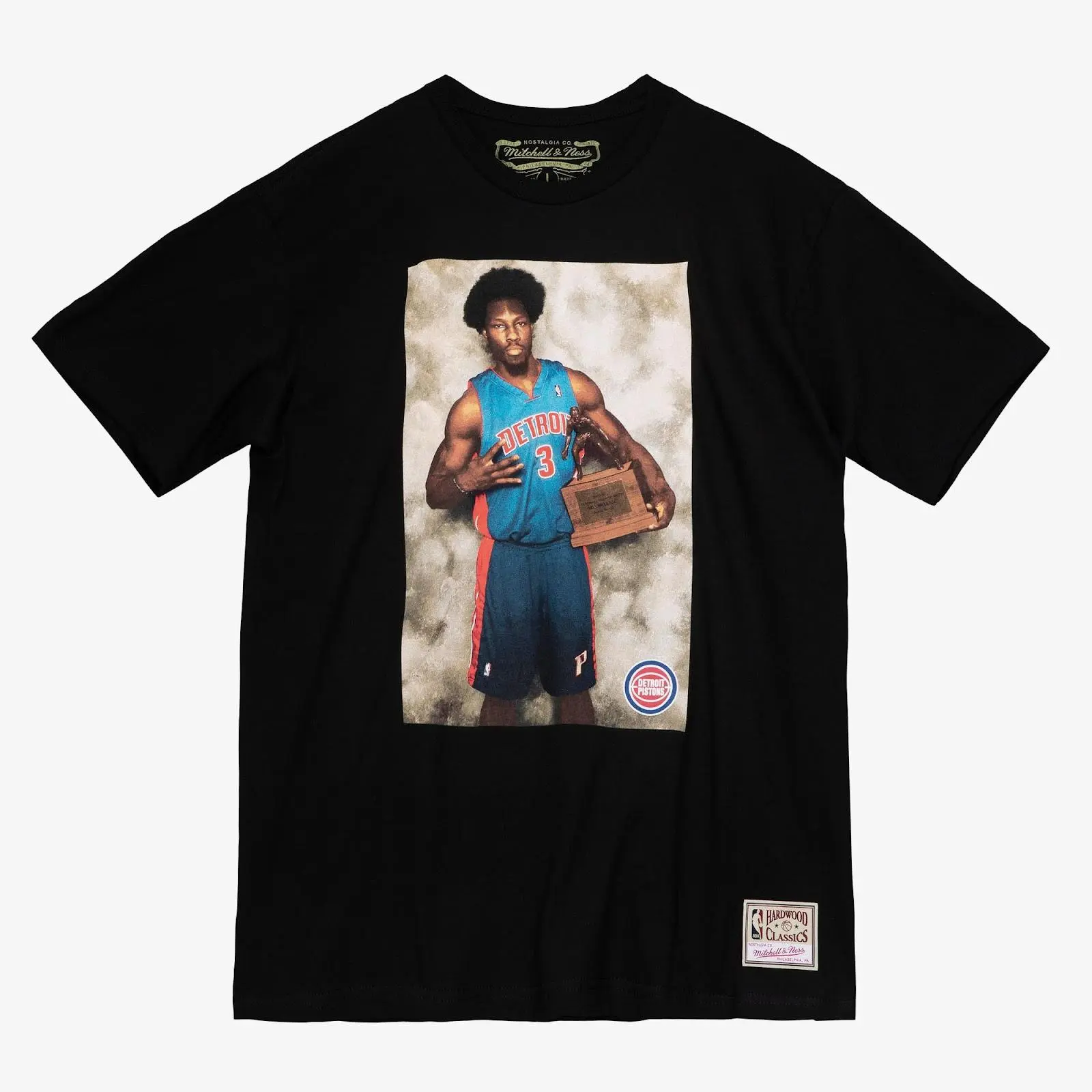Men's Ben Wallace Black Detroit Pistons Making Memories Player T-Shirt NBA Throwback Tee Graphic Vintage Fan Gear Mitchell & Ness