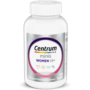 Centrum Minis Silver Women's 50 Plus Multivitamin Tablets, Edible Non-GMO Health Supplement with Vitamin D3, B Vitamins, Zinc, Supports Brain Health - 280 Ct