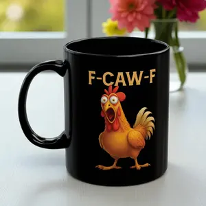 [Sale Up To 30%] Funny Rooster Meme Mug, F-Caw-F Chicken Humor Mug, Silly Farm Animal Mug, Funny Mugs, Funny Coffee Cup, Gag Gift, Chicken Lover Gift