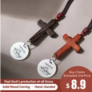 Daily Bible Verse NFC Car Rearview Hanging Cross Ornament Solid Wood Carving Hand-Sanded Christian Accessories for Rearview Mirrors  Spiritual Touch&Vehicle  Holiday Gift