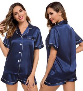 MUSIBEAUTY Womens Silk Satin Pajamas Short Sleeve Loungewear Two-Piece Sleepwear  Pj Set Women's Lace valentines  pajamas Silk Satin girl  spjs cute  lounge 755-ZR1