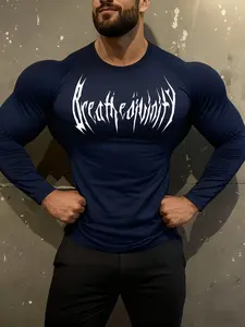 Men's Dark Style Breathe Divinity Print Slim Fit Long Sleeve Sportswear, Cross-Border Bestseller, Running & Daily Use