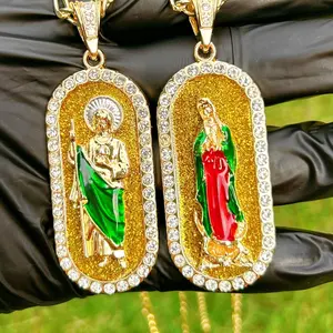 San Judas Necklace  Virgen Mary Necklace  san juda priest charm