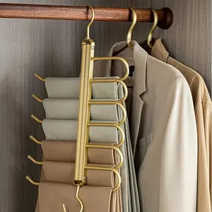 6-In-1 Rotatable Foldable Pants Rack, Pants Hangers, Space-Saving Multi-Functional Storage Box, Non-Slip Design for Hotels, Homes & Travel Use