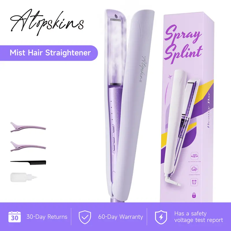 ATOPSKINS Steam straightener (with comb teeth), Features cool-mist hair protection, 30-day free trial and 90-day free warranty, Haircare, Hair Styling