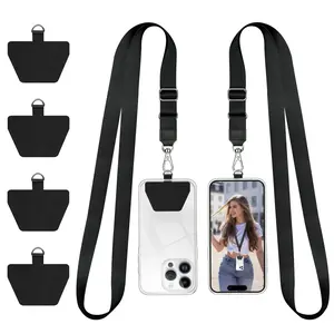 Phone Lanyard, Universal Adjustable Neck Strap for Phone Case Keys ID Badges Cell Phone Lanyard Compatible with iPhone, Samsung, Most Smartphones, 2 Pack, Black Black