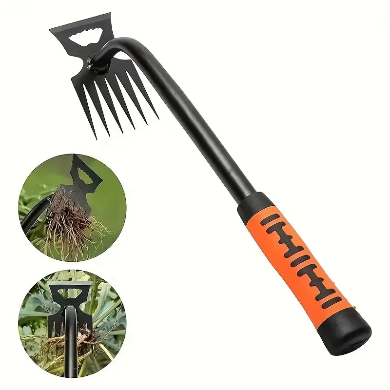 5/6/8/11 Teeth Carbon Steel Garden Hand Rake,2 In 1 Agricultural Manual Weeding Tools for Yard,Multifunction Gardening Hoe Rake, Durable Gardening Tools, Garden Supplies