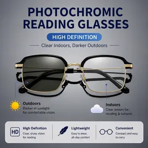 Photochromic Reading Glasses , Lightweight Readers for Books, Phone and Computer
