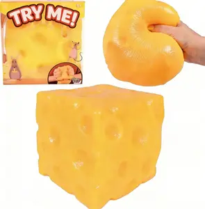 Yellow Cheese Squashy, Soft Novelty Squeeze Toy, Rebounding Sensory Toy Helps Relax & Focus, Sensory Cheese for Kids & Adults, TPR Material Food Theme Cheese Cubes Stress Balls for Adults