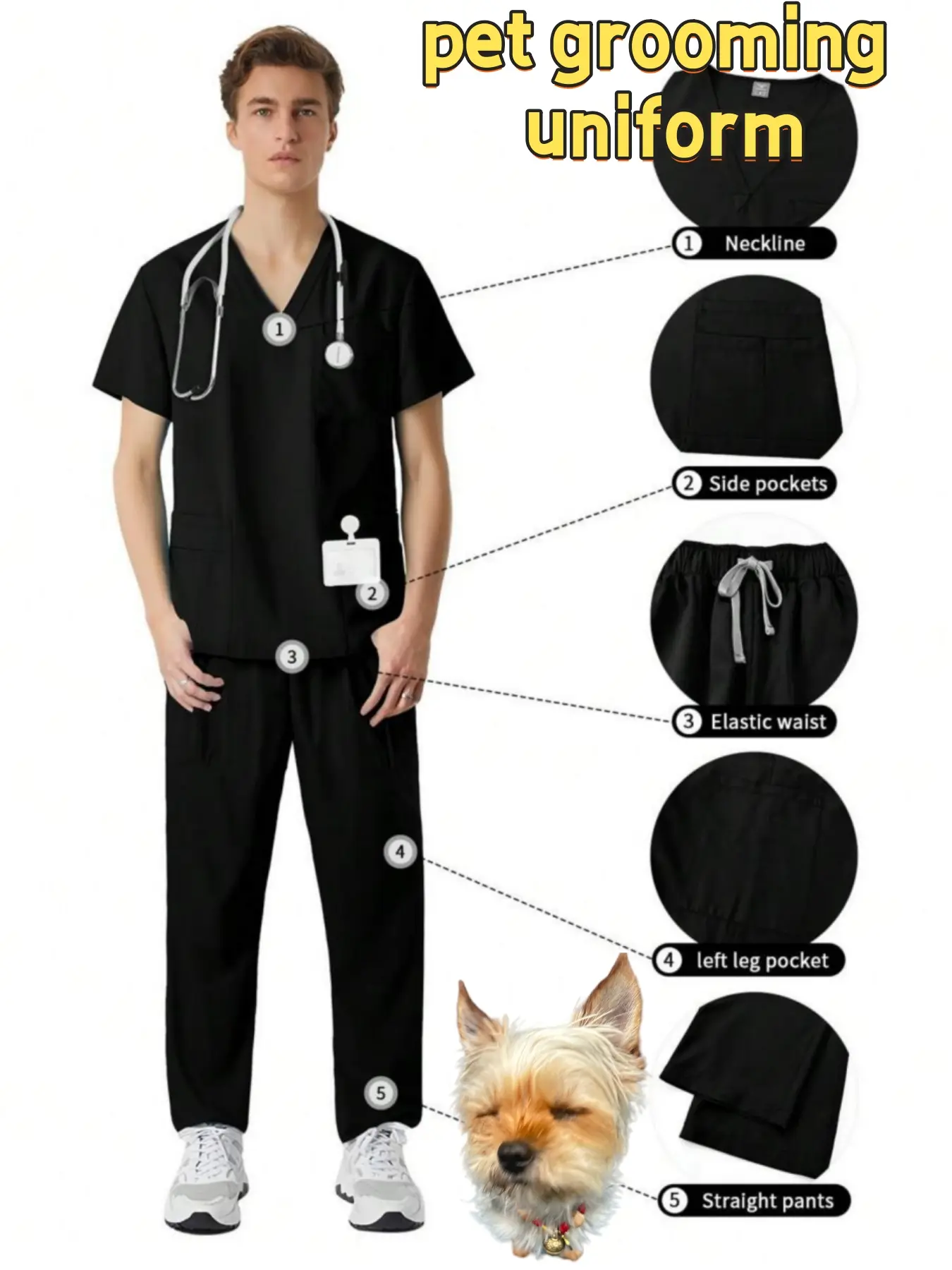 High Quality Nursing Scrubs Uniforms Dentistry Sets Hospital Uniforms Scrubs Suit For Men Pet Grooming Working Clothes