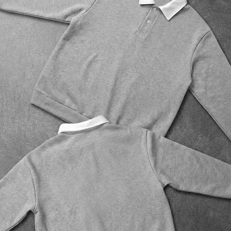 Men's Light Colorblock Collar Athletic Collared Polo Shirt Long Sleeve Street Style Casual Fashion Trendy Outdoor Sports Campus Youth Vintage Comfortable Streetwear
