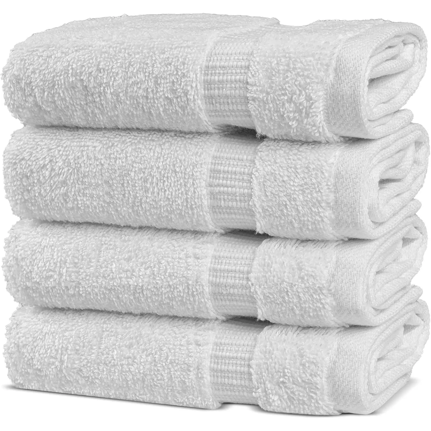 Unisex 4-Pack Premium Cotton Washcloths - Hotel Quality, Soft, Absorbent Cotton Fabric Guest Towels for Bathroom Use