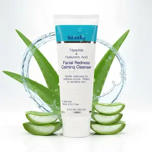 TriDerma TriPeptide & Hyaluronic Acid Facial Redness Calming Cleanser Gentle Face Wash with Chamomile & Raspberry Extracts for Sensitive Skin 4.2 FL OZ