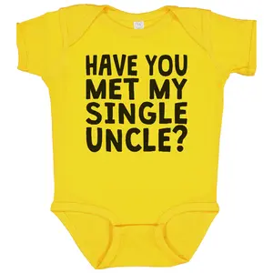 Have You Met My Single Uncle? Funny Baby Bodysuit For Niece or Nephew (Yellow)