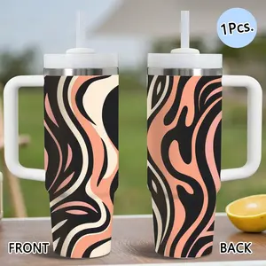 PIKPAKA Color Zebra Stripes Vacuum Flasks 40oz Stainless Steel Insulated Tumbler with Handle & Straw, Leakproof Travel Mug, 12H Cold Retention, Christmas & Holiday Gift Idea for Friends, Family & Coworkers