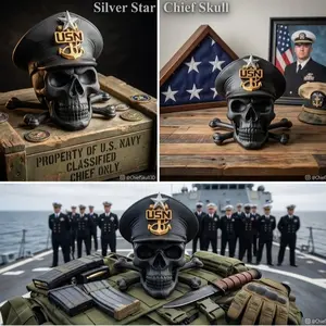 US NAVY Silver Star Chief Skull