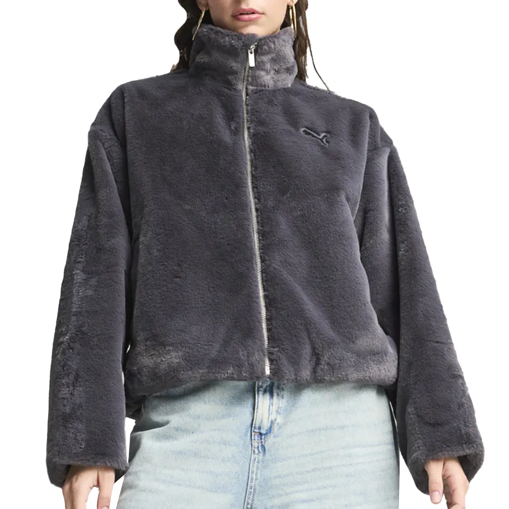 PUMA Womens Soft Fleece Jacket Athletic Outerwear Casual - Grey PUMA Womens Soft Fleece Jacket Athletic Outerwear Casual - Grey