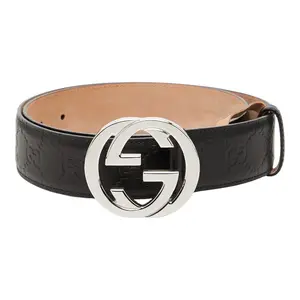 Pre-owned GUCCI Calfskin Small Leather Goods Interlocking G Signature Leather Belt