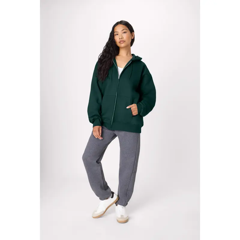 Hanes Ultimate Full-Zip Heavyweight Fleece Hoodie with Split Kanga Pocket Classic Ribbed Soft Sturdy Style Cold Weather Wear Sweatshirt