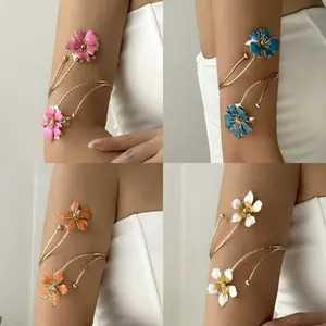 Elegant Floral Open Cuff Armlet, Iron Material, Perfect for Parties, Weddings, Summer Events, Ideal Gift for Friends & Family
