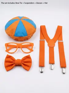 Train Engineer Cosplay Costume Set, Halloween Party/birthday Gift/campus Performance/stage Show, Y-Back Straps, Blue Triangle Hat, Bow Tie, Socks