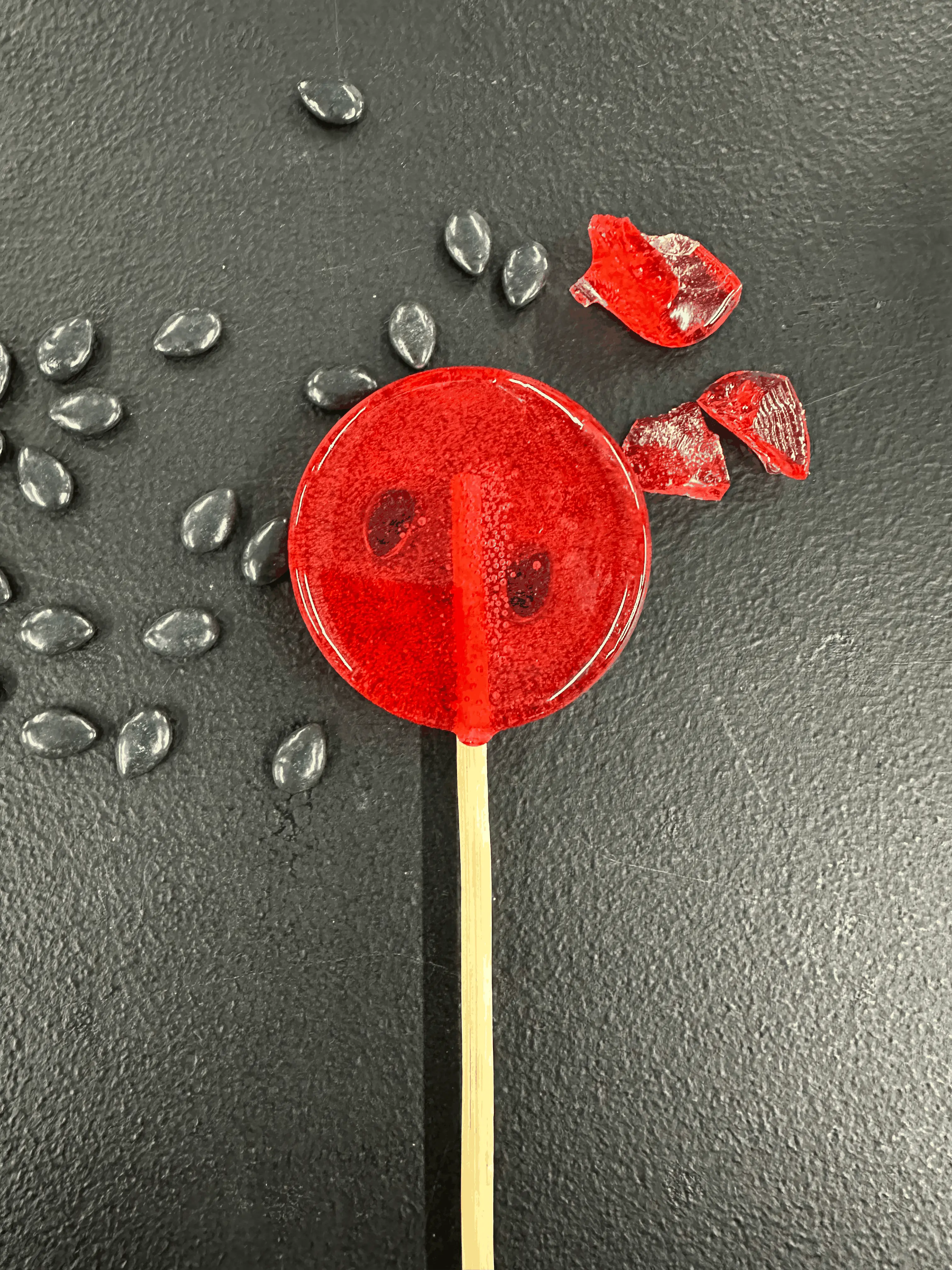 Watermelon Lollipop - Gourmet All Natural Color Lollipop with Candy Seeds - Refreshing Summer Flavor Treat
