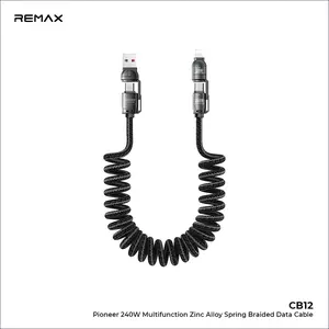 Re Max Multi-Functional Retractable Data Cable, 240w Spring Fast Charging Line for iPhone 17/16 & Android Devices, Type C Charging, Cttc USB-C Charger