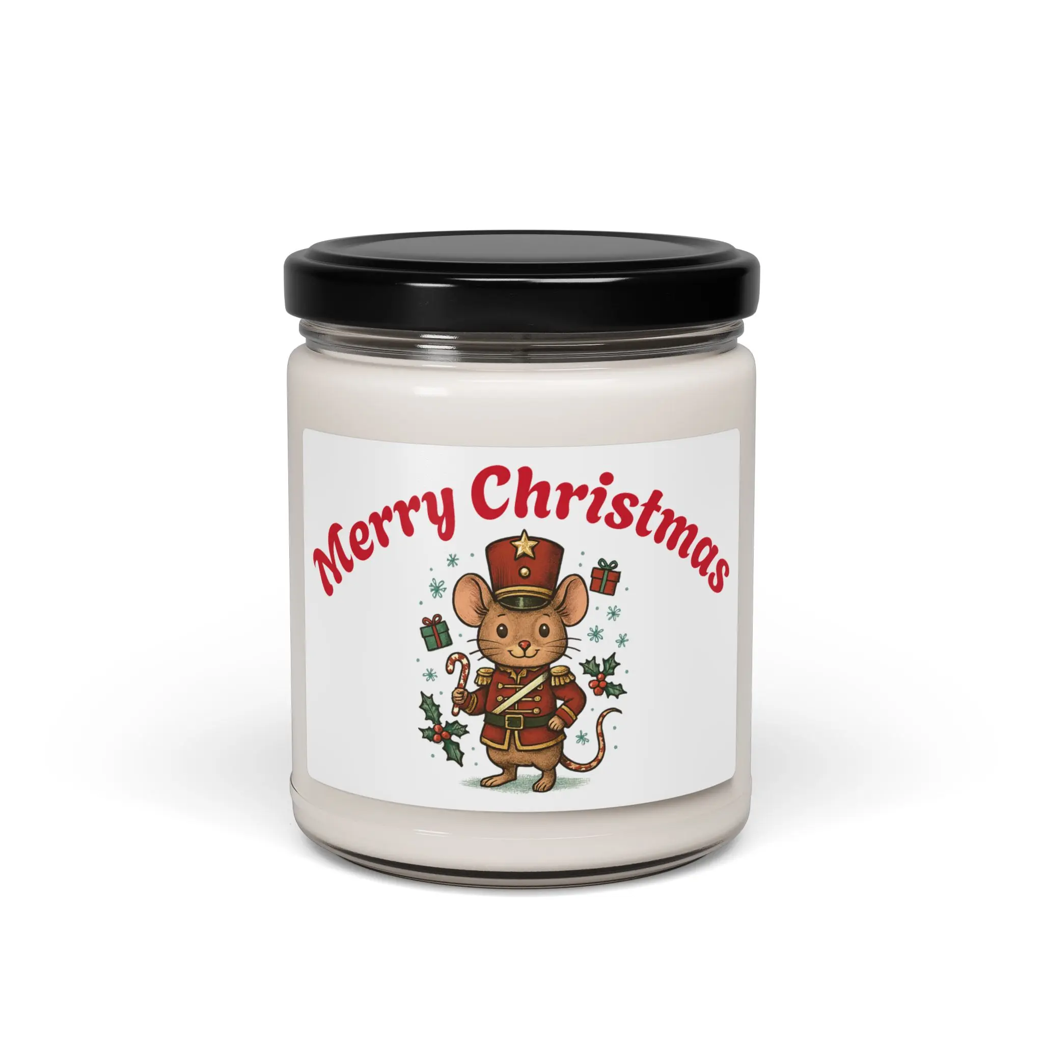 Nutcracker Mouse Merry Christmas Candle | 9oz Soy Jar