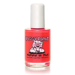 Piggy Paint Drama - Shimmer Neon Red Orange 0.5oz Non-toxic Odorless Water-based Formula Cruelty-free Vegan Kid-friendly Nail Polish