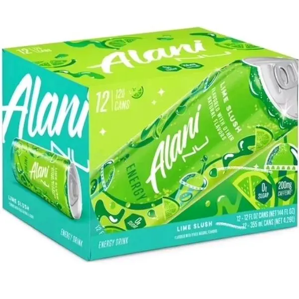 alani nu lime slush, 12 fl oz, 12 pack