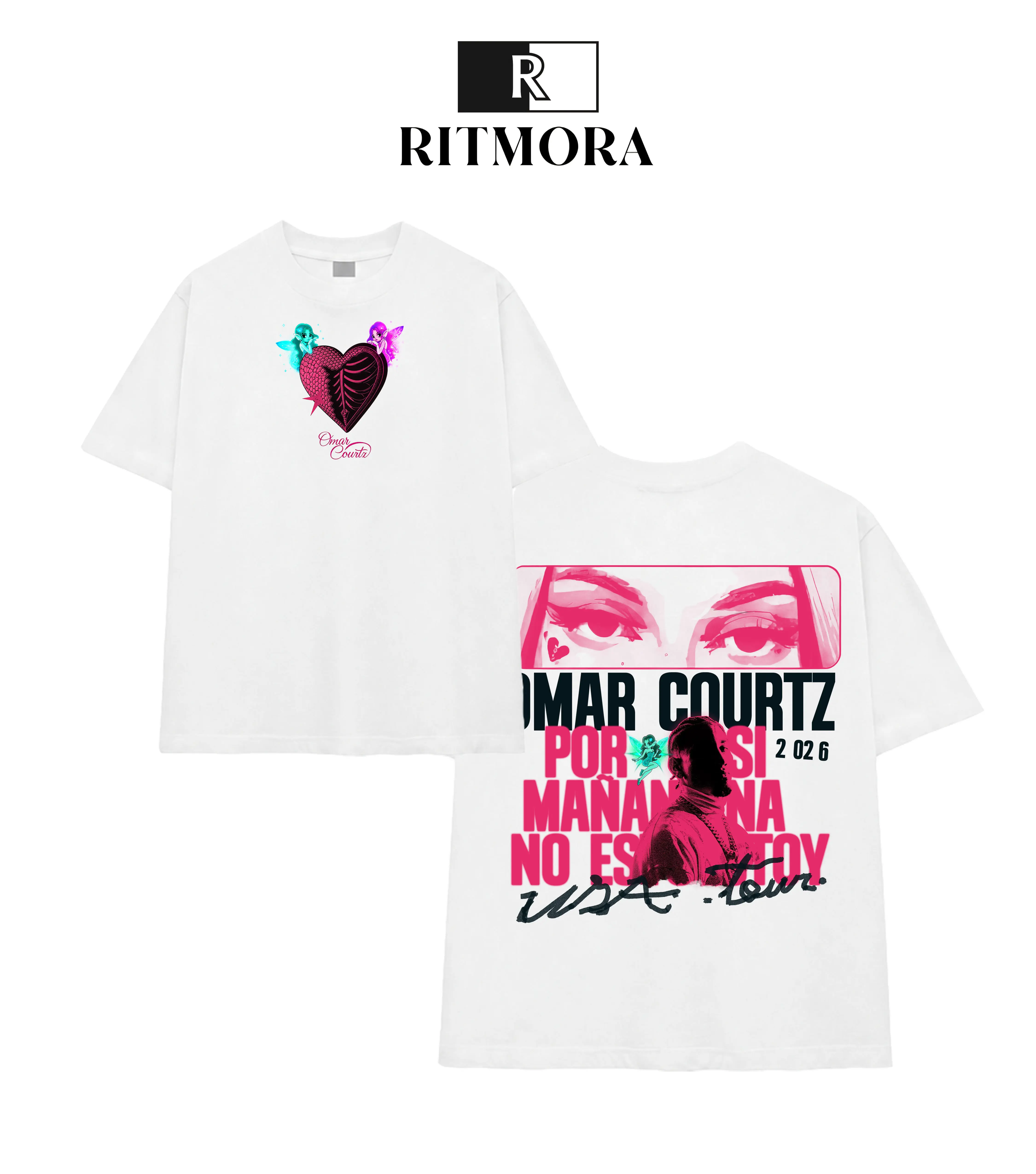 Omar Por Si Mañana No Estoy Tour Unisex T-Shirt, Heart Design Front Tee, Reggaeton Latin Trap Music Merch, Concert Outfit Apparel Streetwear Cotton Unisex Festival Tee 2026 Tour