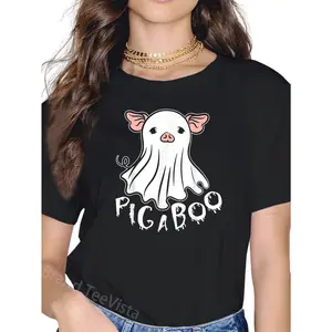 100% Cotton Ghost Pig Costume Pig A Boo Farmer Animal Halloween Costume T-Shirt