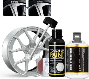 Silver Gray Rim Touch Up Paint, Rim Repair Kit Curb Rash, Wheel Touch Up Paint for Quickly Fix Rims Scratches, Chips, Curb Rashes and Surface Damage