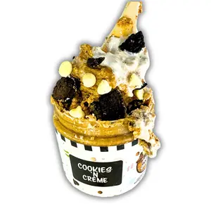 Cookies-N-Cream Gourmet Peanut Butter Treat - 16oz & 8oz - White Chocolate Peanut Butter - Layered with Marshmallow Cream & Topped with Crushed Chocolate Sandwich Cookies & White Chocolate Chips!