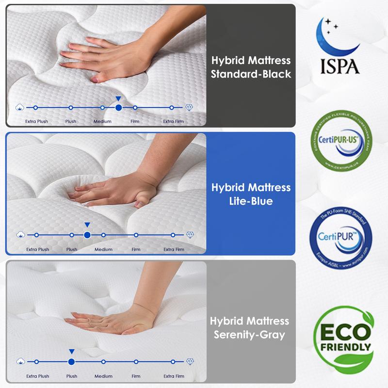 QueenRose Hybrid Mattress in a Box 10/12/14 Inch Individual Pocket Coils Memory Foam Queen/King Bed Firm Support Relieve Back Pain Easy Setup Outdoorfun Sleep Well, Excellent gift for Christmas and New Year