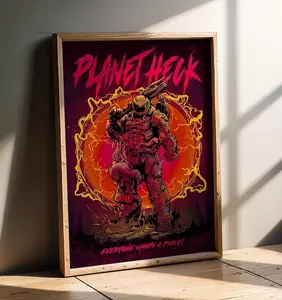 PLANET HECK DOOM Video Game Poster, Video Game Art Print, Original Artwork Printed In-House