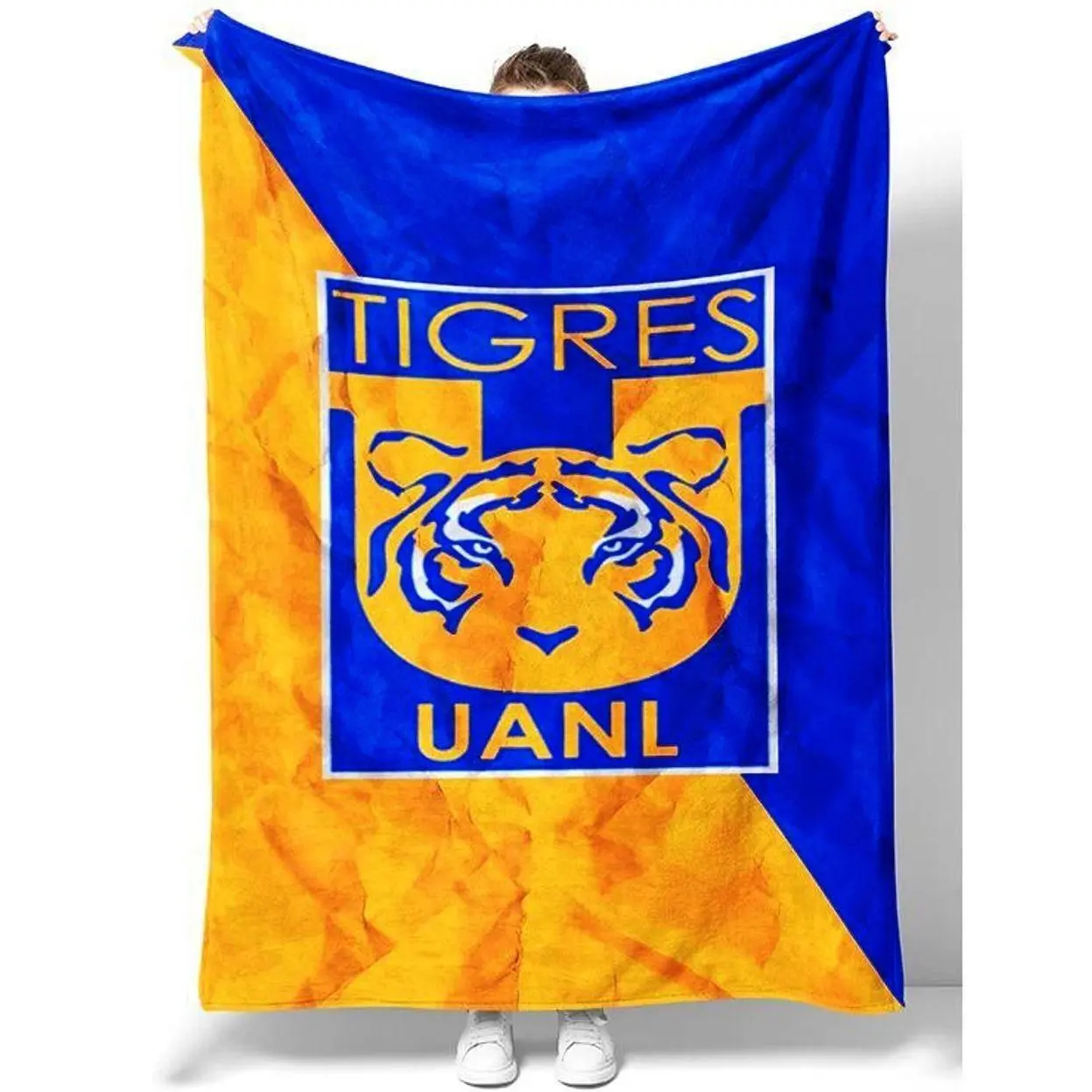 Tigres UANL Blanket, Tigres UANL Fleece Blanket, Liga MX Soccer Fan Gift, Blue Gold Tiger Throw Blanket, Mexican Football Team Soft Cozy Blanket for Bed Sofa Couch Home Decor