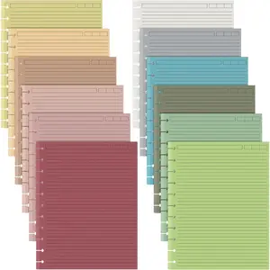 12 Pack 240 Sheets Colored Discbound Refill Paper 8.5 x 11 Inch College Ruled 11 Disc Letter Size Multicolored Refill Notebooks Lined Paper for Journaling(Gemstone Colors)
