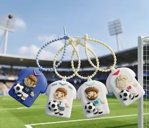4-Pack Silicone Soccer Jersey Fidget Keychain Toys - Squeeze Charms for Keys, Backpacks