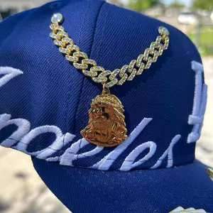 Jesus Piece Pendant With Cuban Chain Gold with Diamonds Hat Pin Hat Pin Chain seller