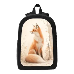 Fox Themed Print Backpack Lightweight Casual Backpack with Zip Closure Adjustable Straps, Applicable to for Women and Men