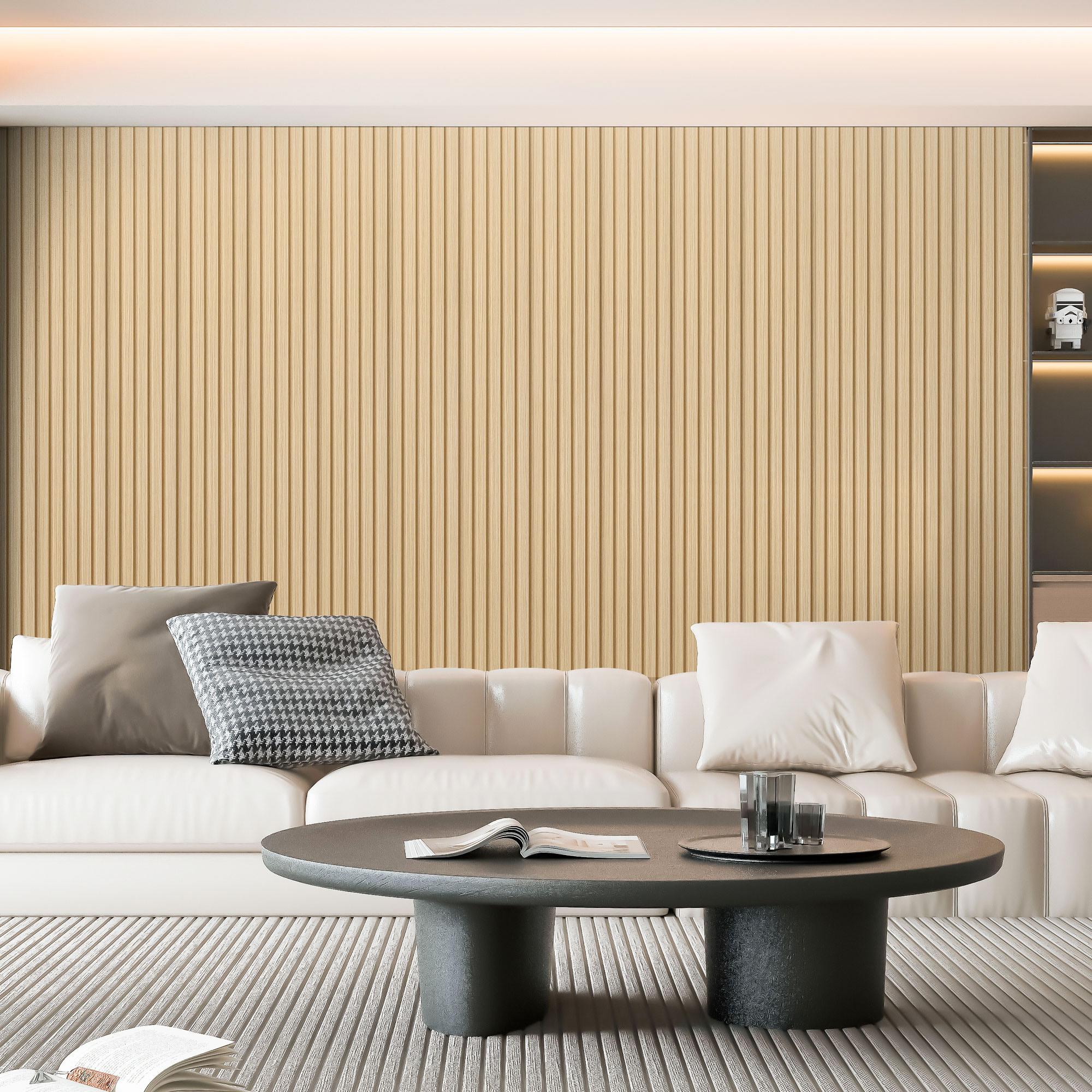 【New】Art3d  6-Pack 3D Textured MDF Wood Slat Wall Panels, 94.6" x 7.4", Covers 28.91 Sq.Ft., DIY Interior Wall & Ceiling Decor Panels