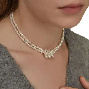 Cece Freshwater Pearl Necklace, 18K Gold Plated Clasps, 17in Length