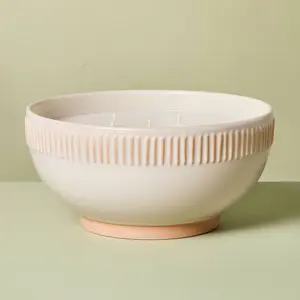 5-Wick Rim Stripe Ceramic Citronella Scented Bowl Candle 42oz Cream - Hearth & Hand with Magnolia