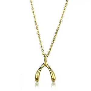 Women's Yellow Gold Stainless Steel Wishbone Necklace